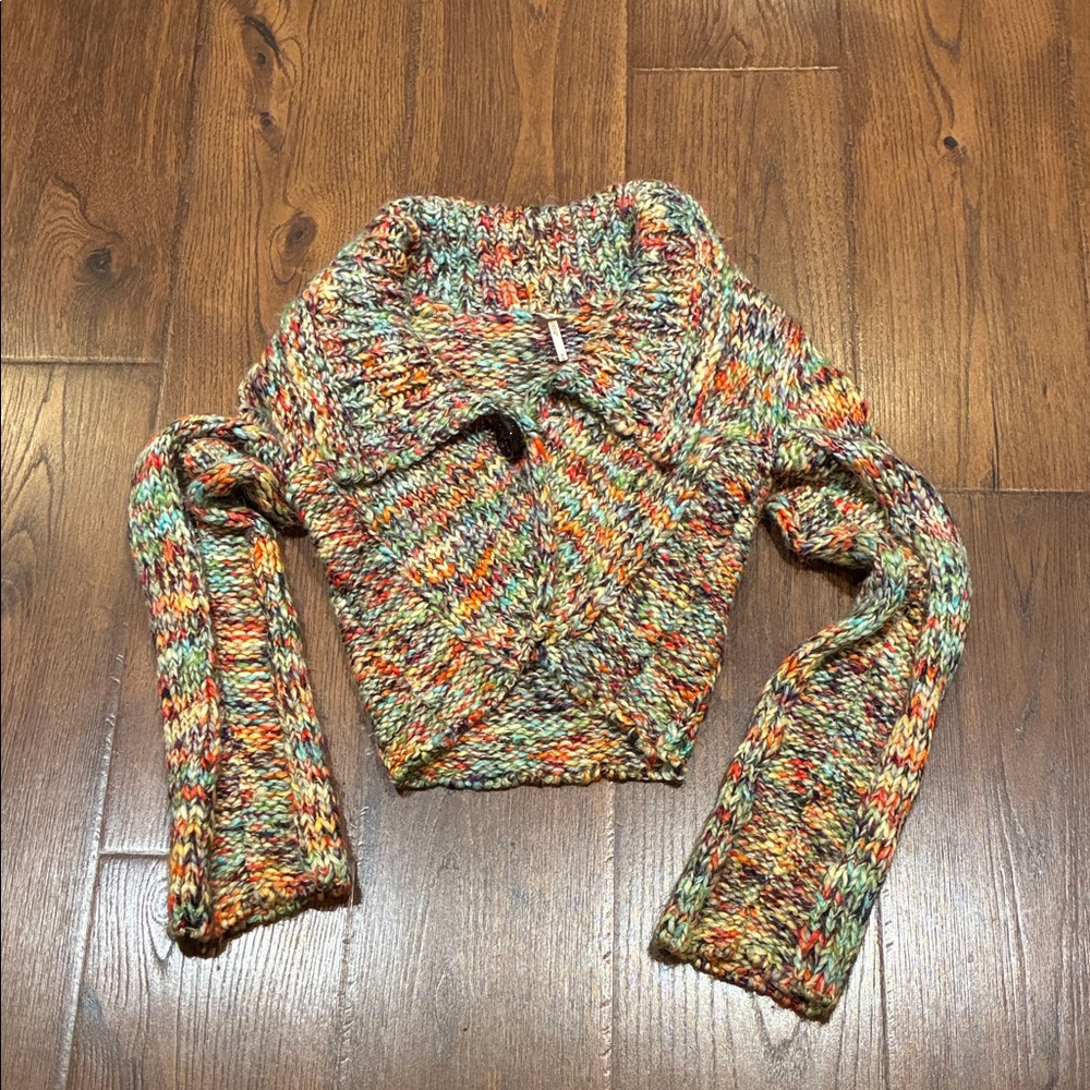 FP Movement by Free People Multicolor Chunky Knit Cropped Cardigan